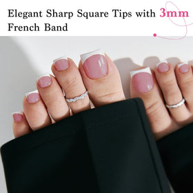 QIEK close-up of 3mm French tip detail highlighting modern sharp square look
