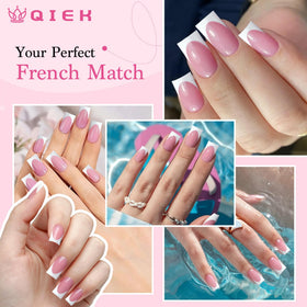 QIEK decorated nails with rhinestones showing creative customization possibilities