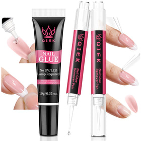 QIEK front packaging kit showing full at‑home glue and remover set benefits