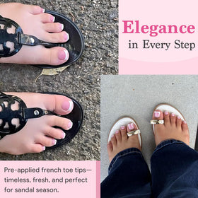 QIEK lifestyle shot on beach showing berry pink pedicure perfect for weddings