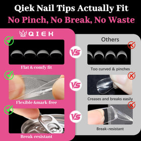 QIEK reinforced free edge being filed for durable shaping and strength