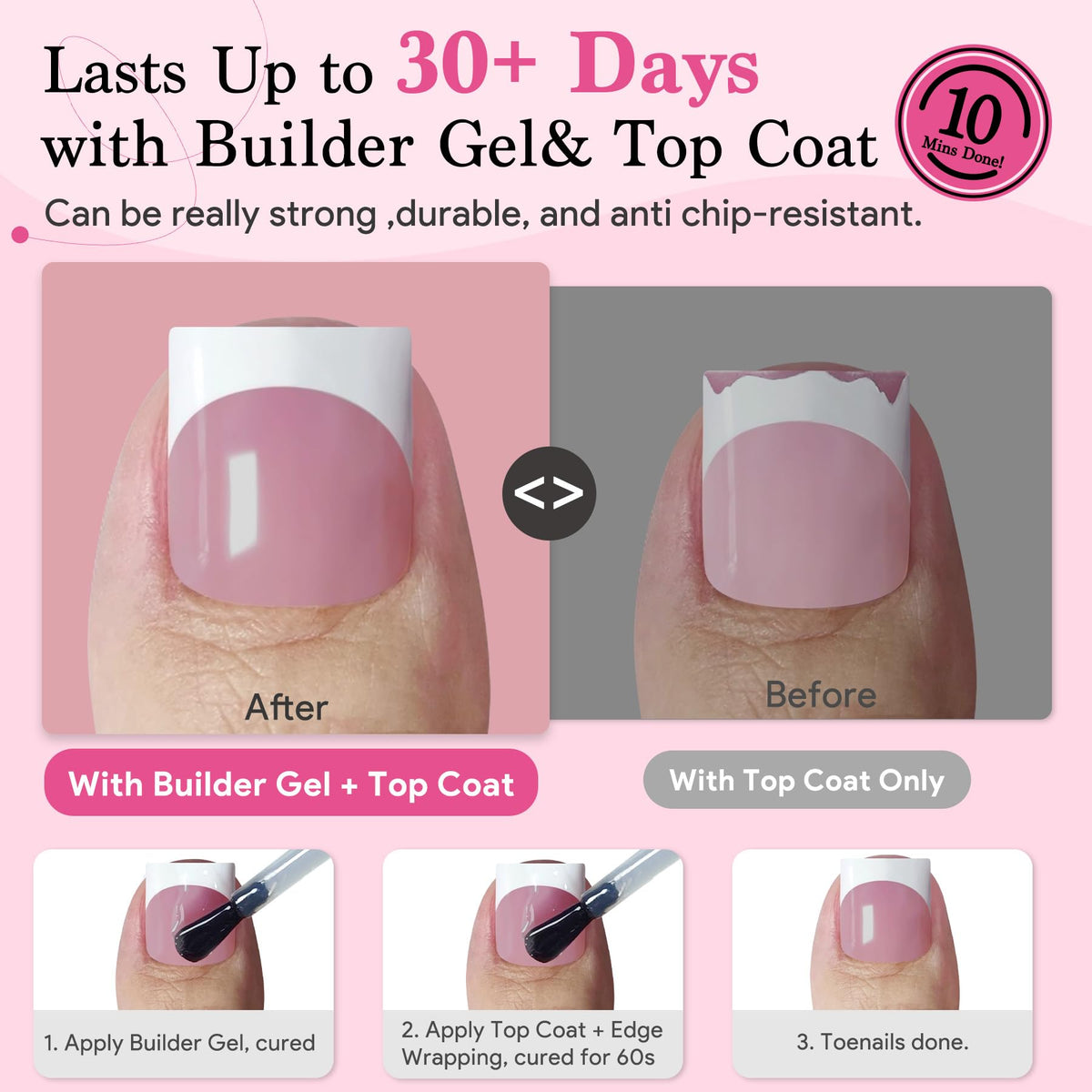 QIEK press-on toenails applied in sandals demonstrating natural, elongated toes