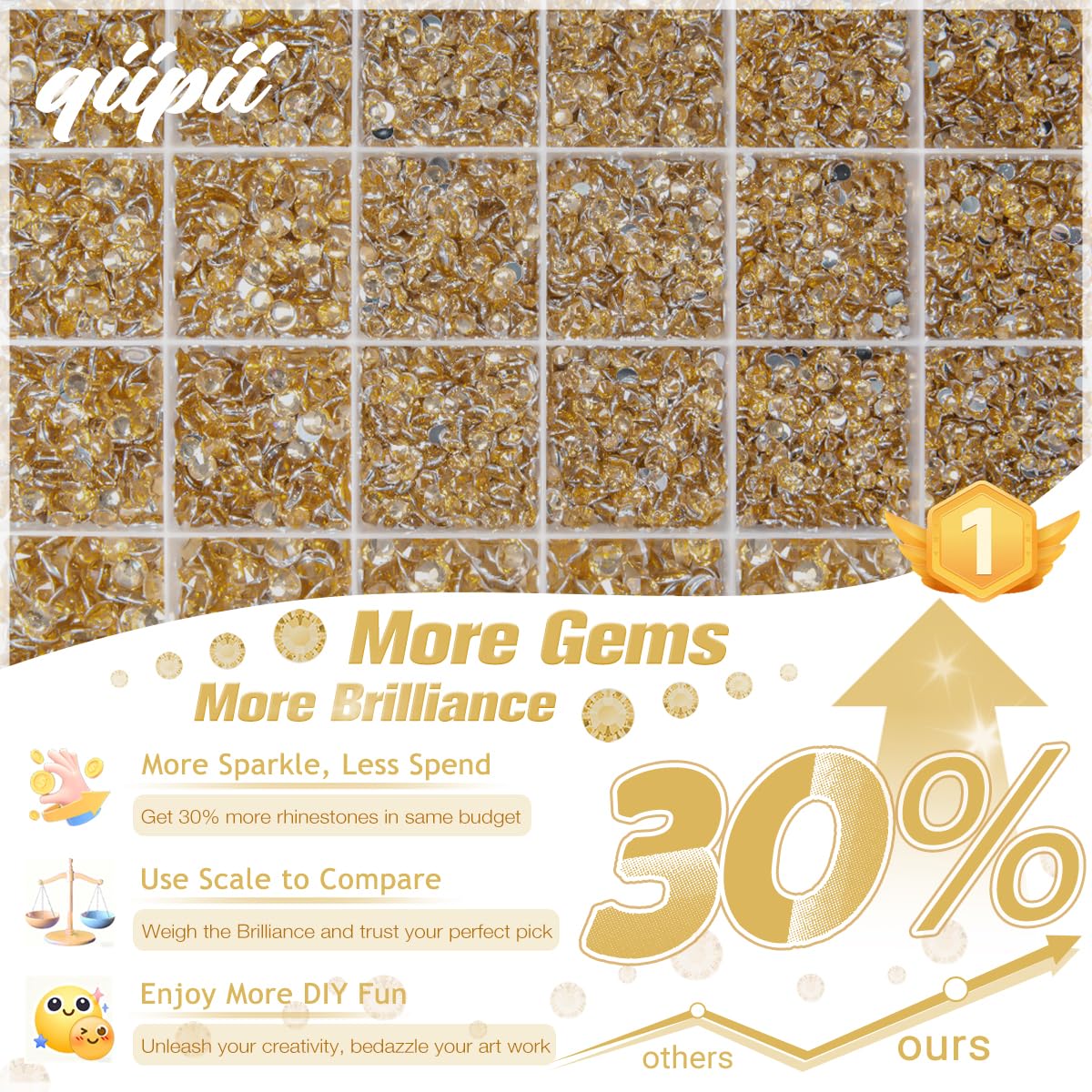 qiipii 24-grid box neatly organized by size for easy crafting and selection