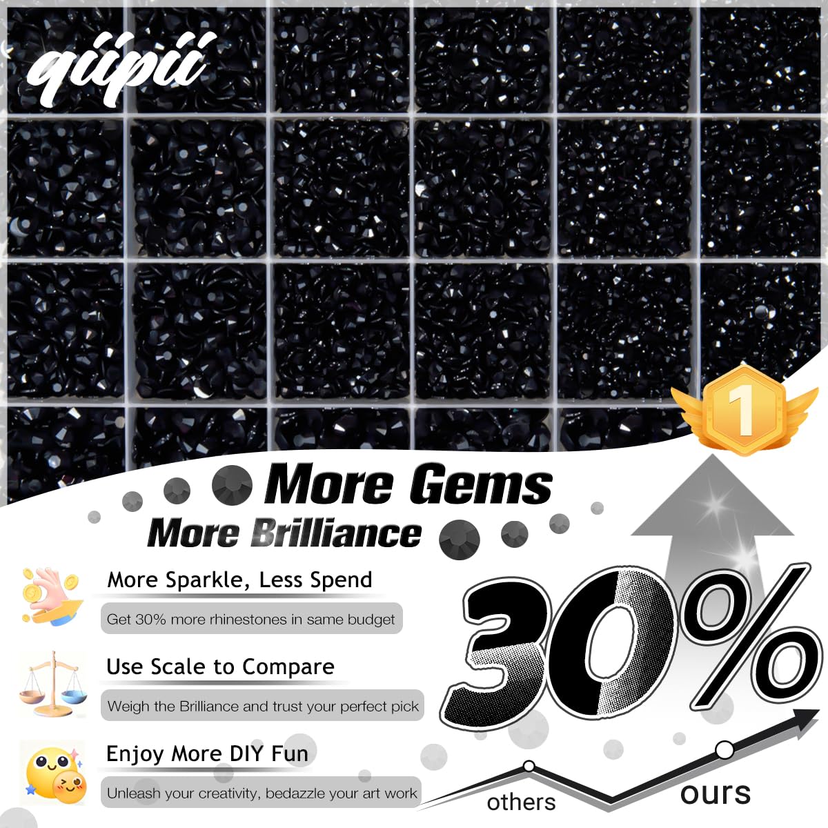 qiipii open 24-grid organizer with five sizes, making selection and storage easy