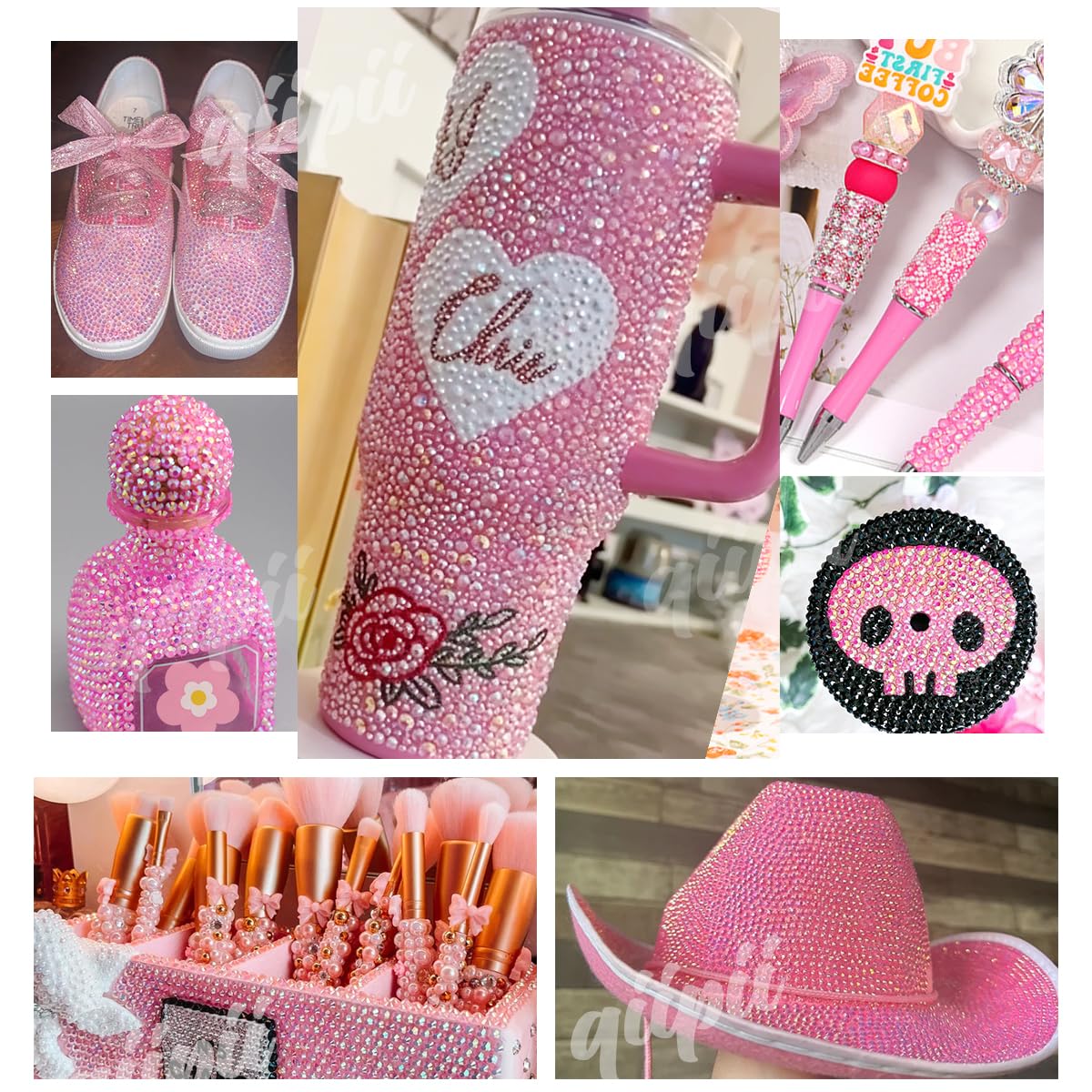 qiipii included tweezers wax pen and B7000 glue for precise rhinestone placement