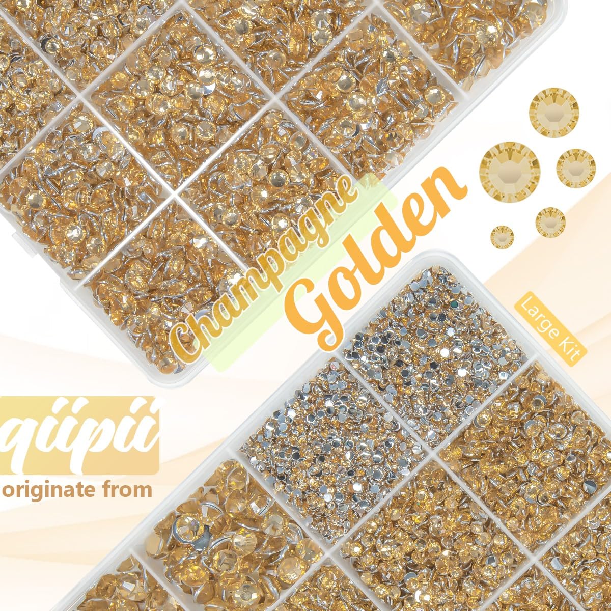 qiipii close-up of faceted resin stones with silver backing for enhanced sparkle