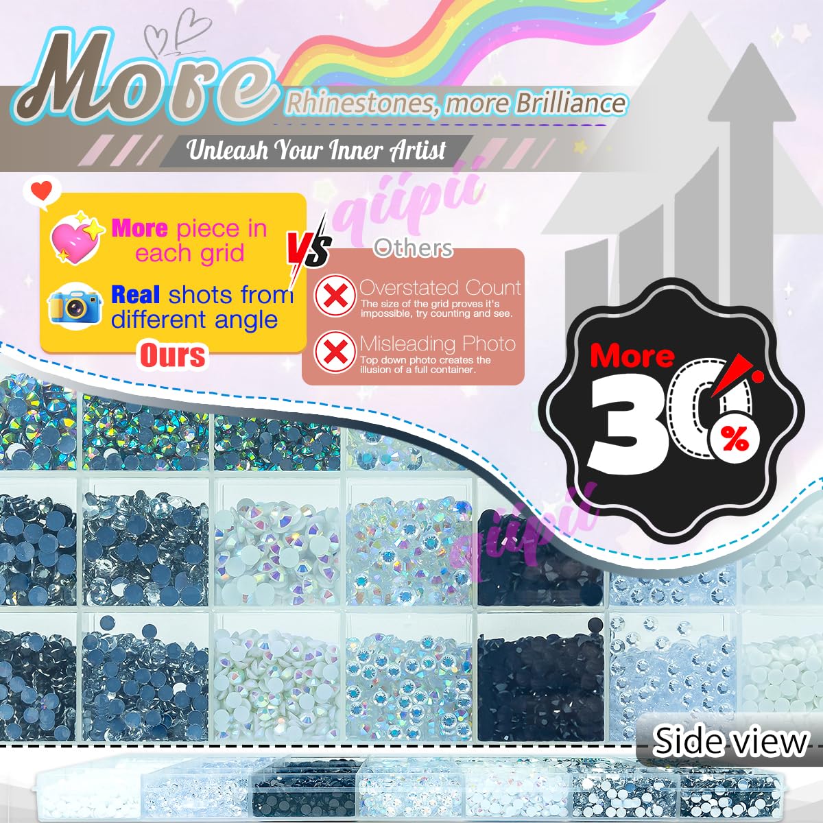 qiipii crystal rhinestone reflecting light for bright sparkle