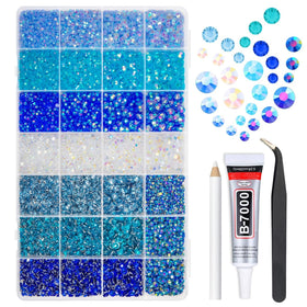 qiipii front box showing organized blue rhinestone kit and tidy storage