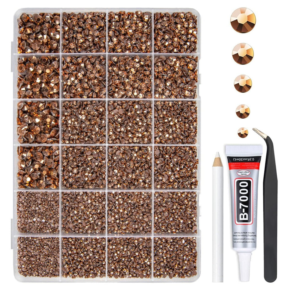 qiipii front packaging showing brown jelly rhinestones for easy identification and storage