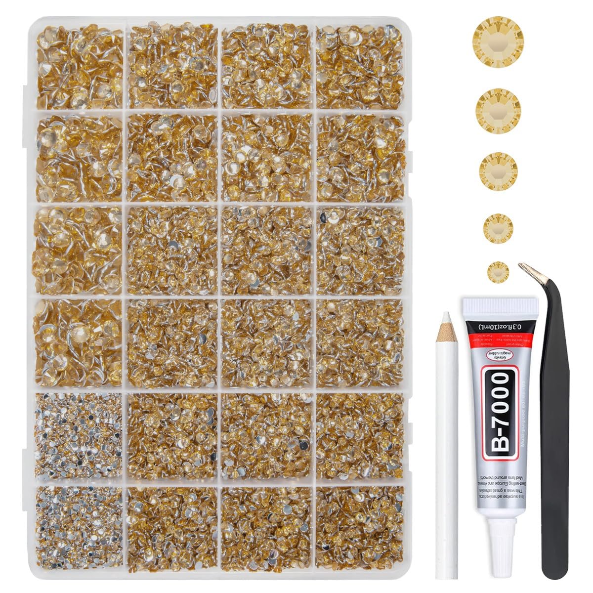 qiipii front packaging showing full champagne-gold kit and grid box for quick access