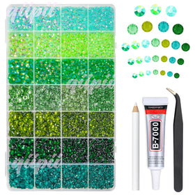 qiipii front packaging showing organized green rhinestones and neat storage benefit