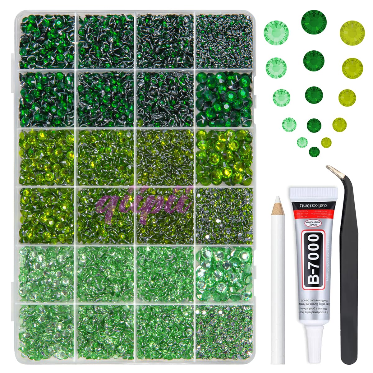 qiipii front packaging showing green series kit and included tools for organized crafting