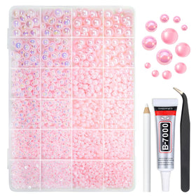 qiipii front packaging showing 24-grid pink pearls and glue for neat storage