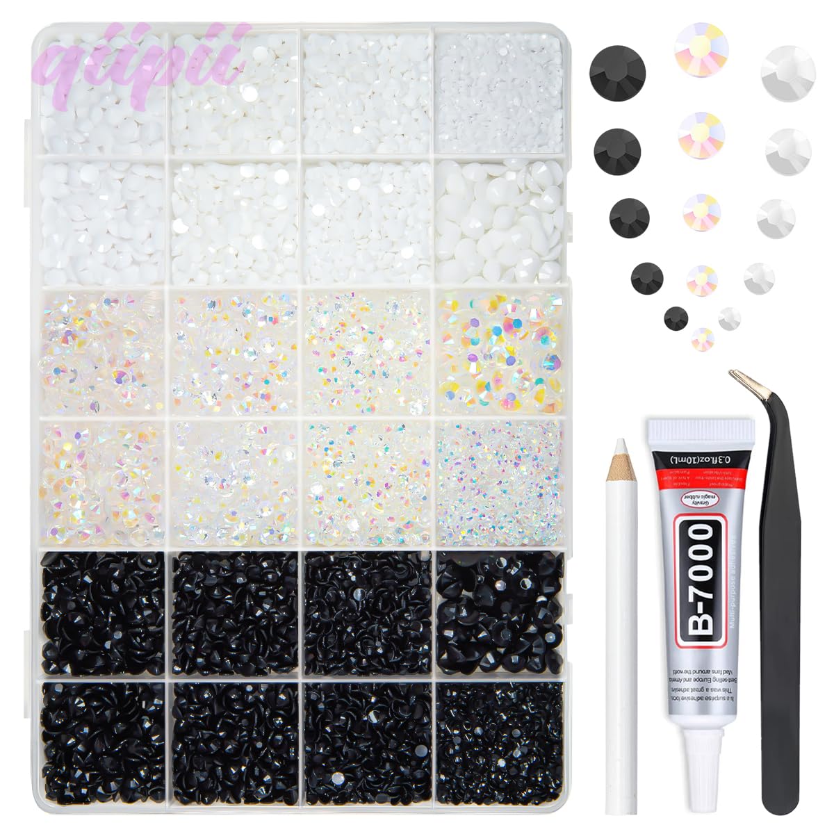 qiipii front packaging showing neutral rhinestone kit and benefits