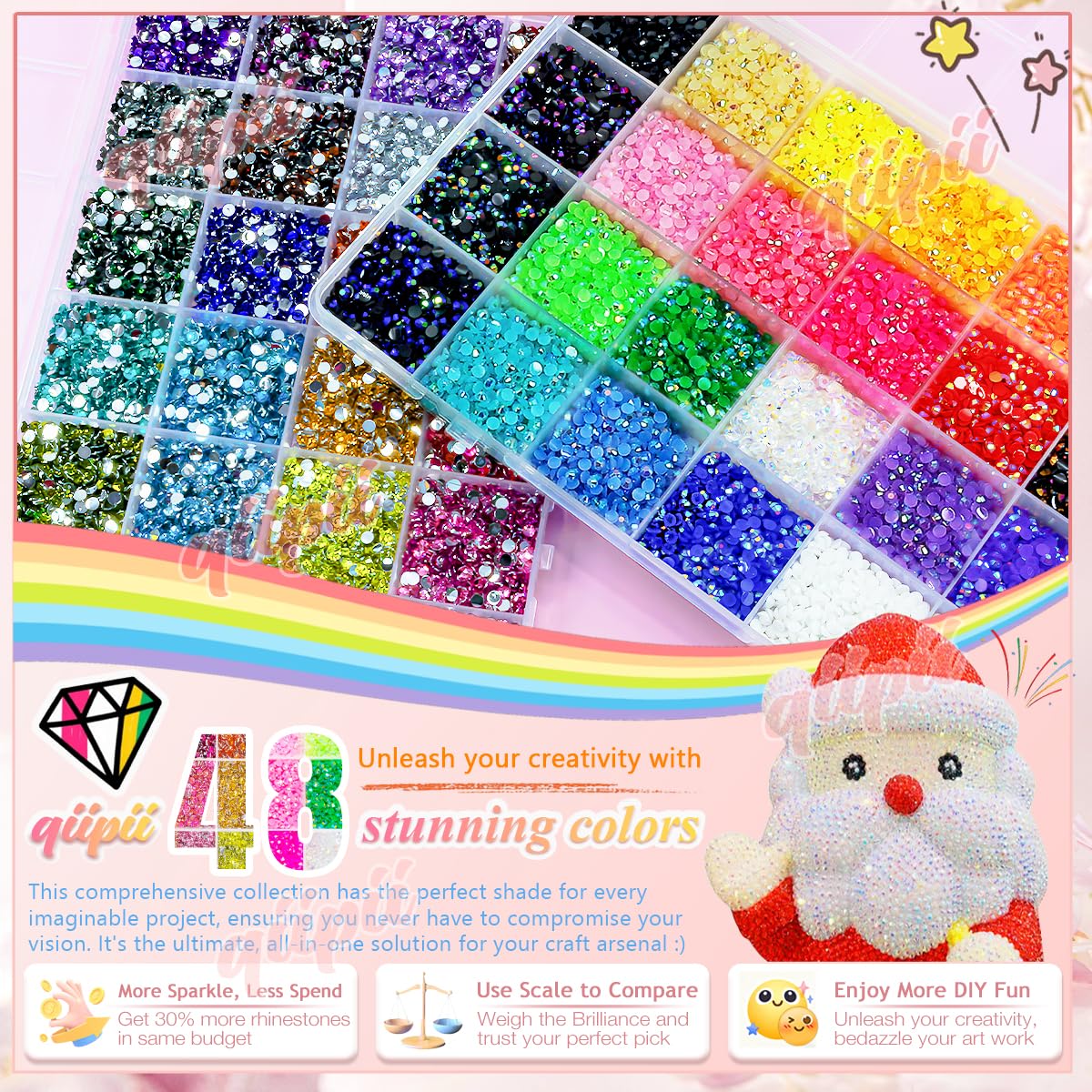 qiipii jelly AB and crystal stones side-by-side showing contrast and versatile shine