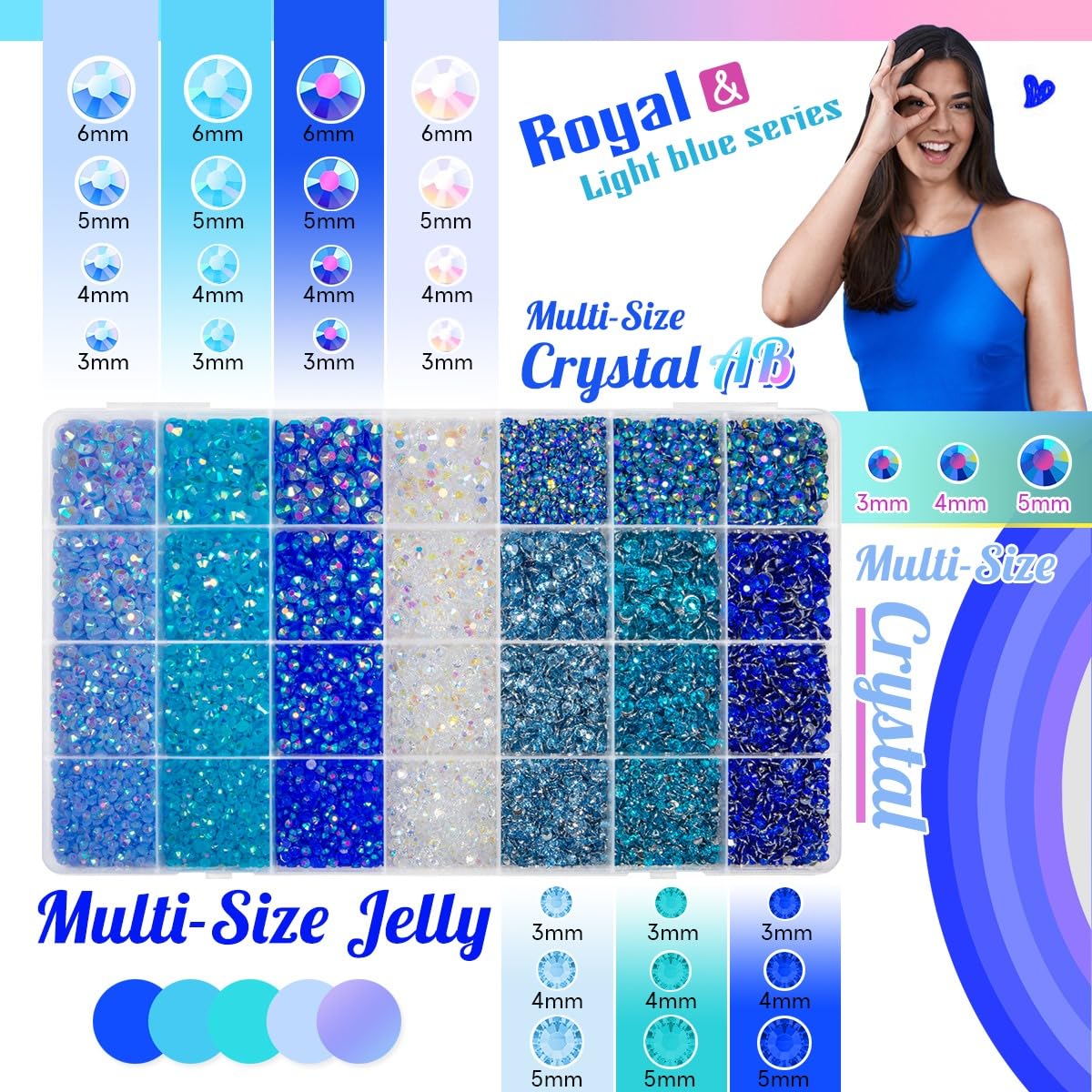 qiipii open 28-grid layout displaying sorted blue shades for easy selection