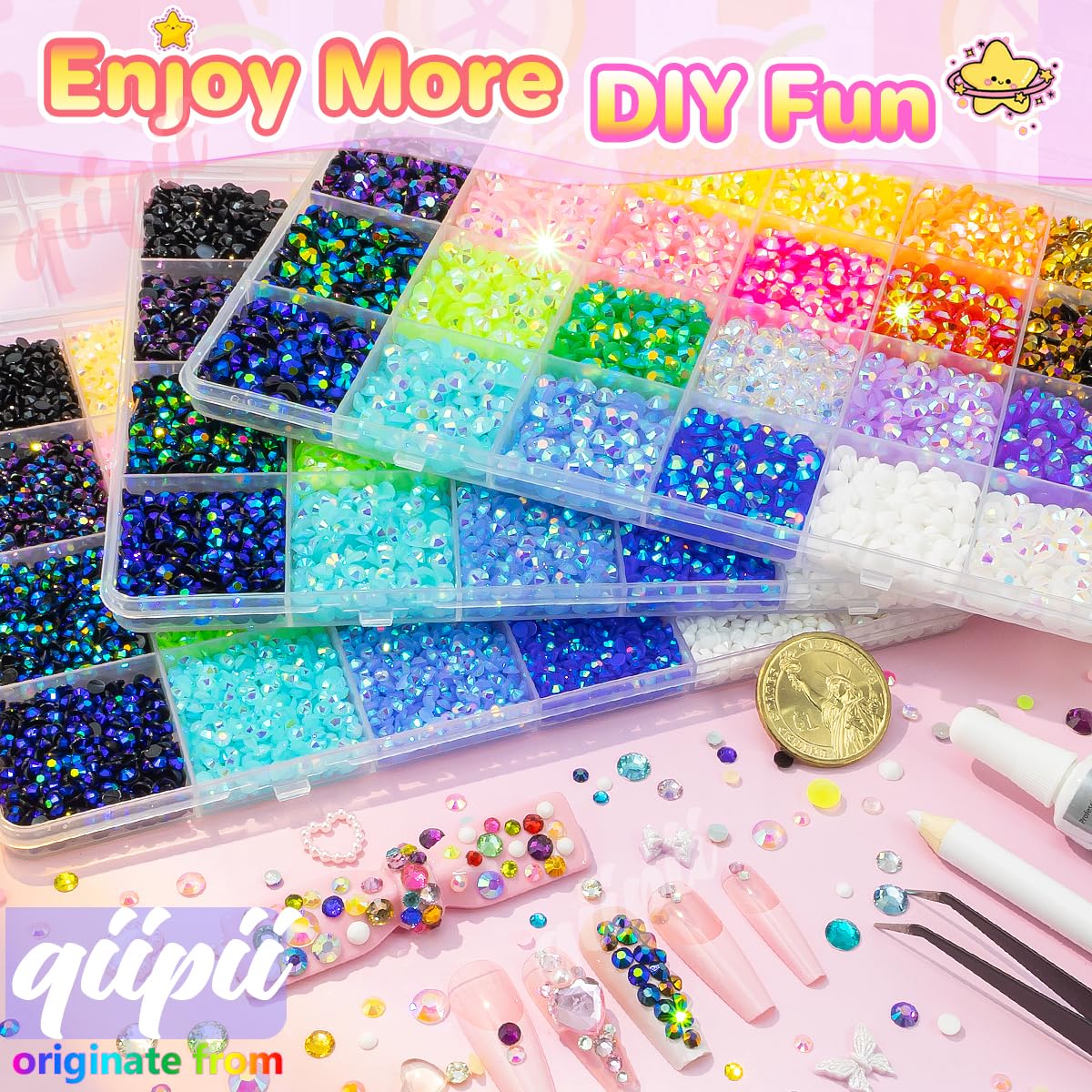 qiipii open 5mm grid larger stones for bold embellishments and statement pieces