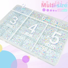 qiipii stone size comparison scale showing 2mm–6mm range for varied designs