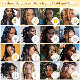 Qinzave metal hair cuffs clipped into braids for secure shine