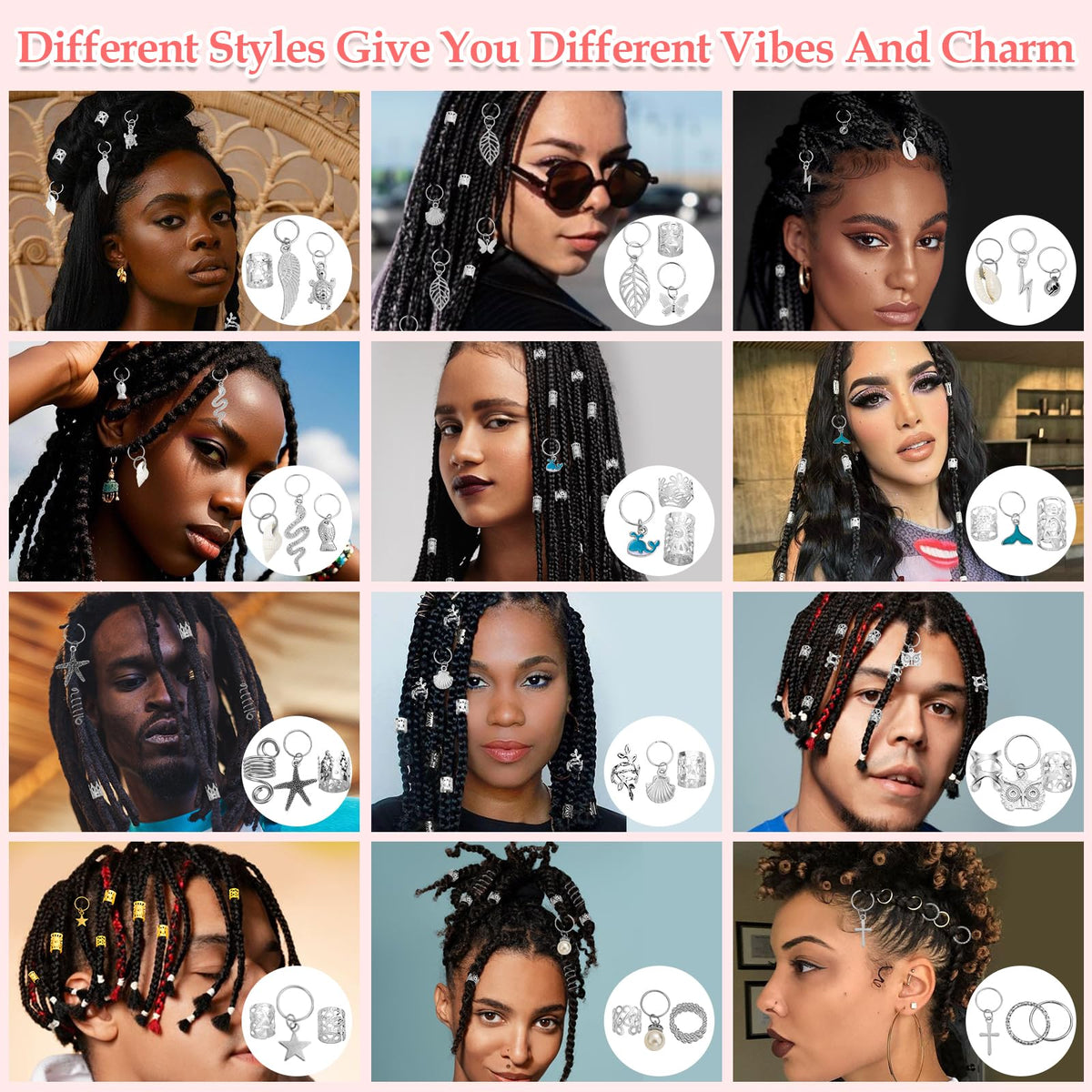 Qinzave festival-style hair with multiple cuffs for bold accents