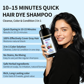 QISOLBOW rinsed hair showing even natural black color and smoother strands