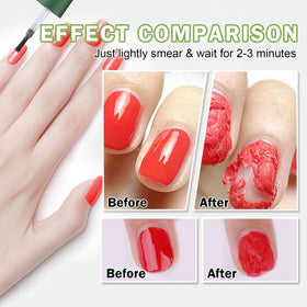 QIUFSSE gel applied to nail plate demonstrating fast polish breakdown