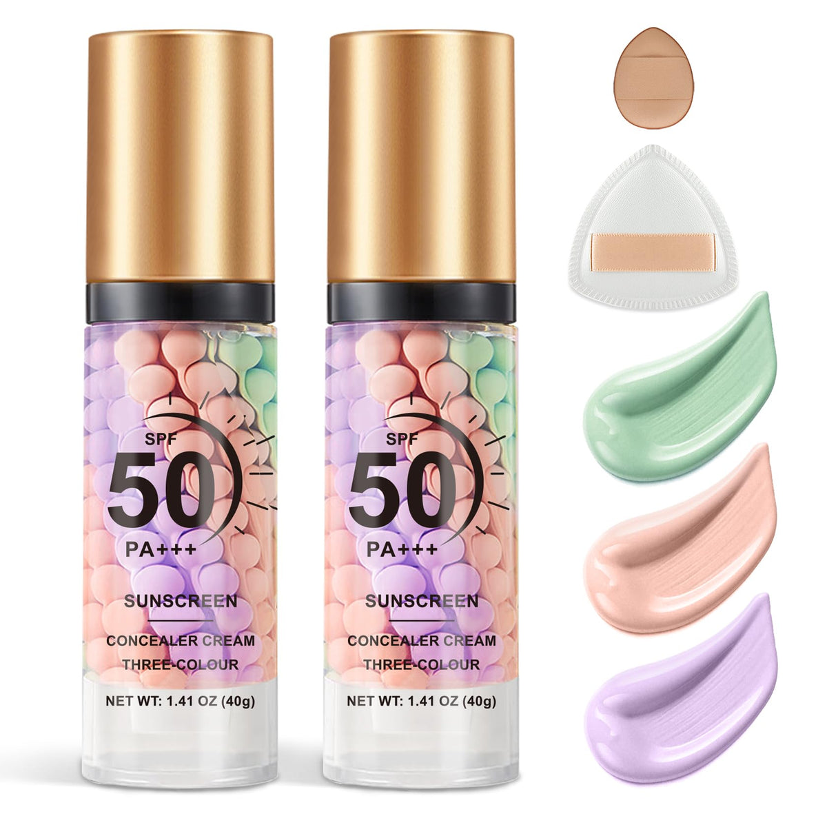 QIUFSSE front packaging showing primer tubes and powder puff, quick makeup prep benefit