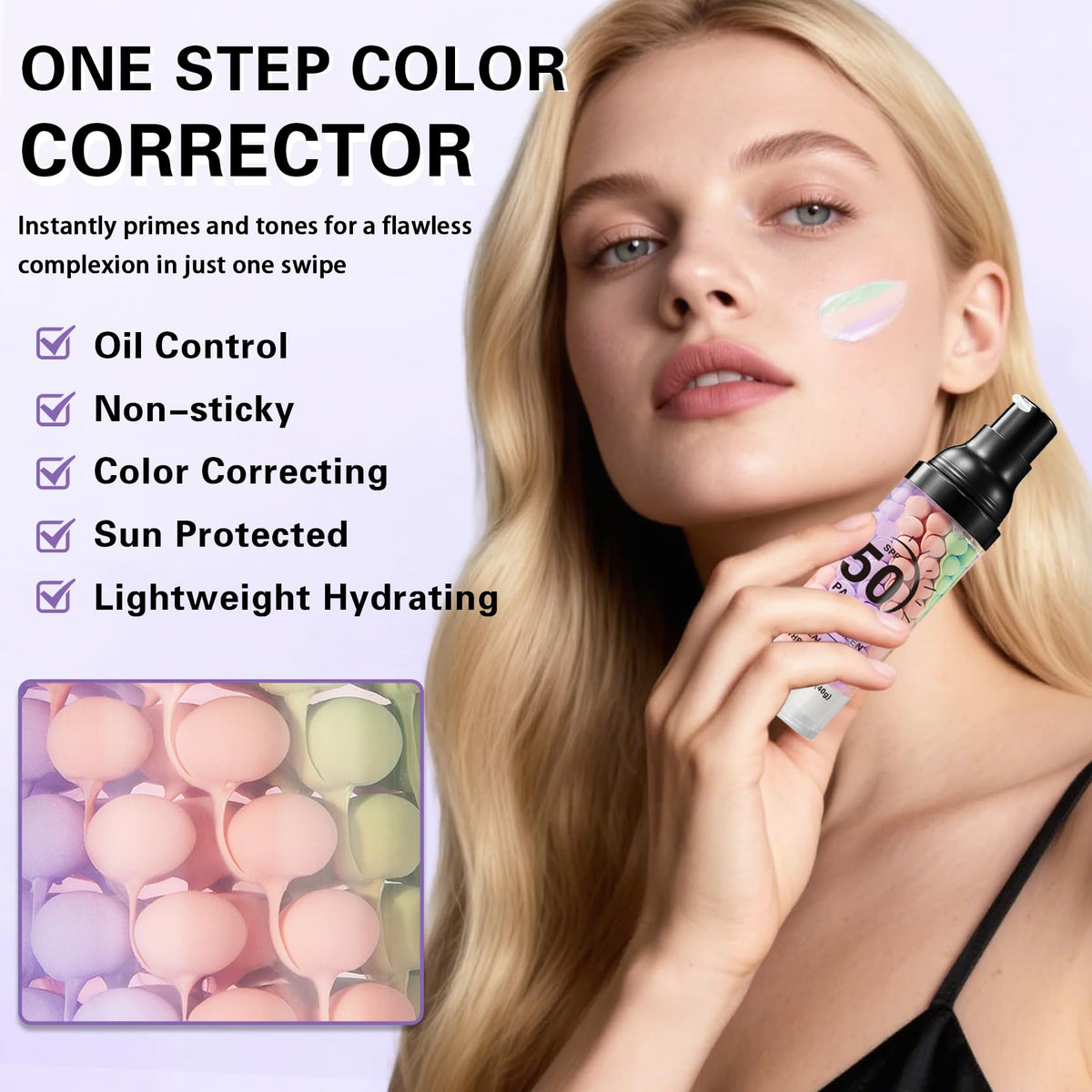QIUFSSE SPF label closeup highlighting SPF 50 protection, offers daytime sun shield
