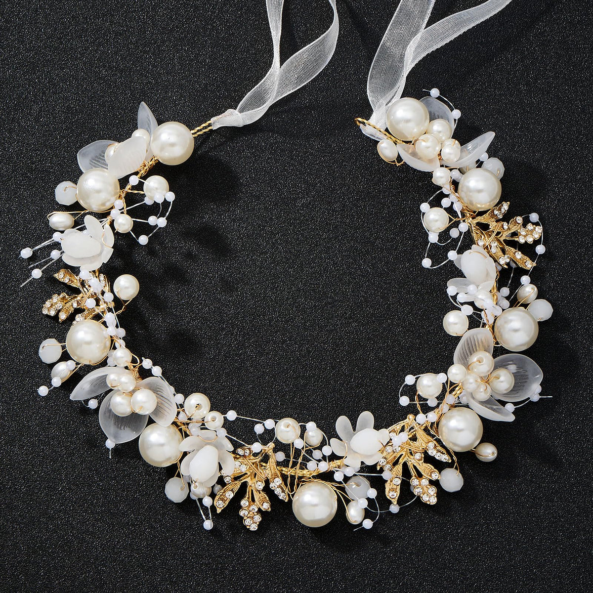 QIUTIMIY close-up of pearls and crystals highlighting handcrafted sparkle