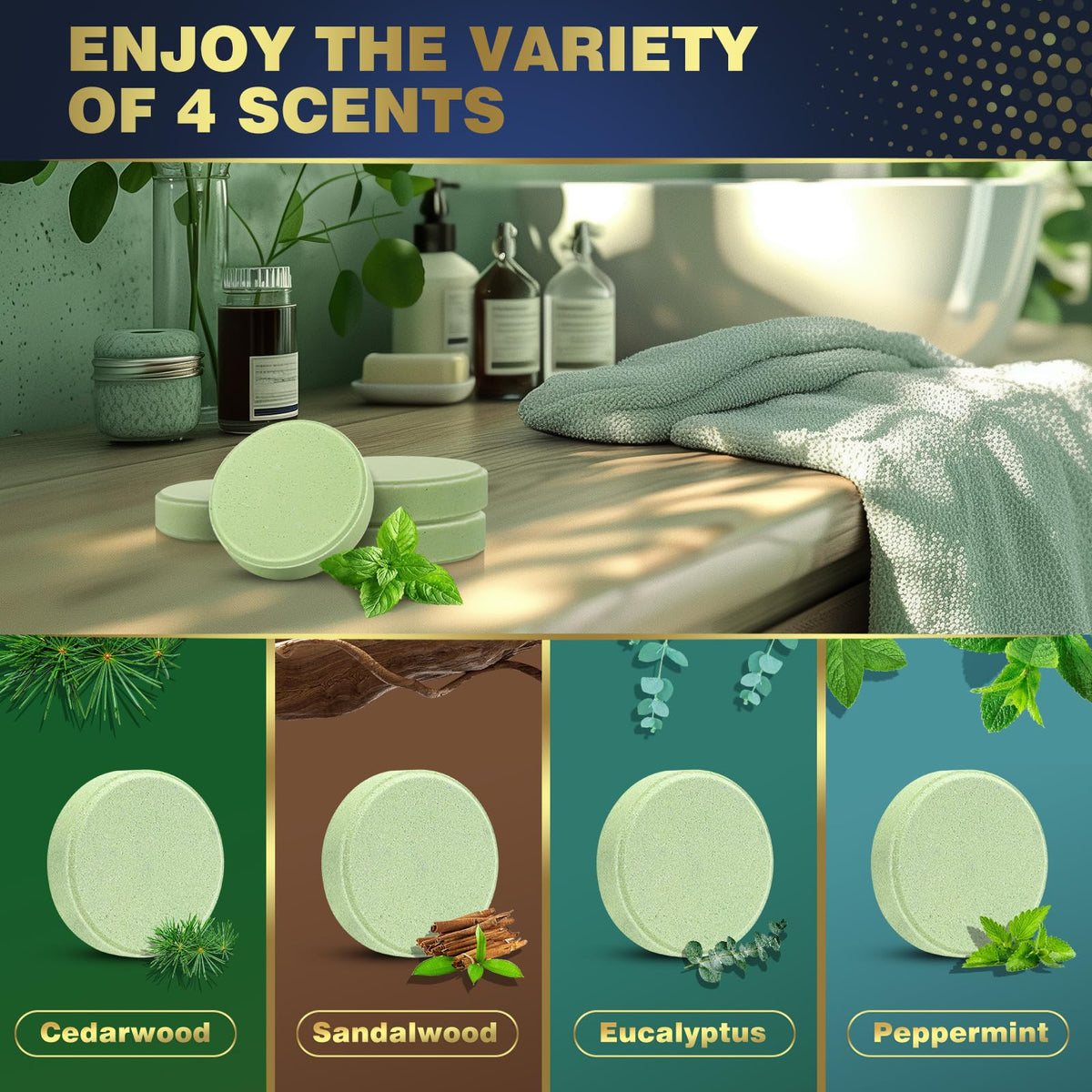 Qivatex in-shower use on floor releasing steam and scent benefit: spa-like shower
