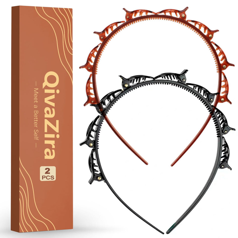 QivaZira front view packaging showing two headbands for practical styling