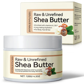 QJCWXIAOX jar front view showing natural shea butter and simple packaging benefit pure ingredient