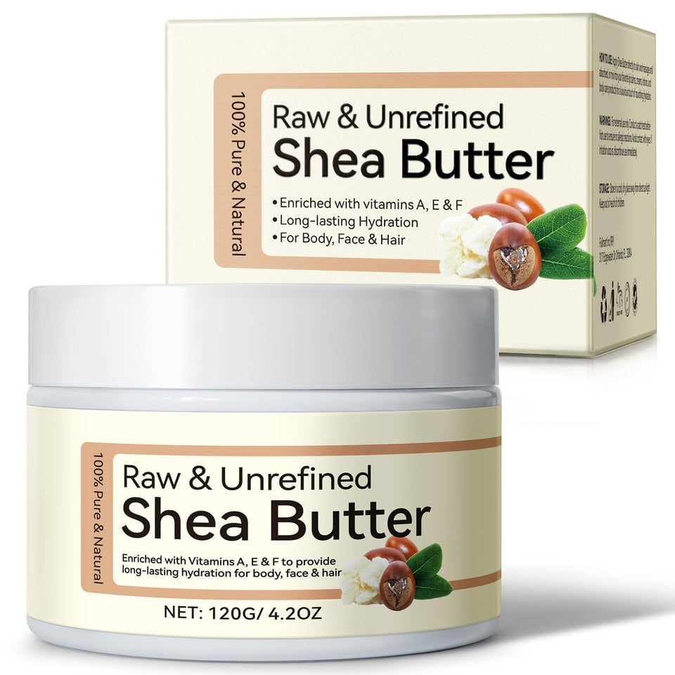 QJCWXIAOX jar front view showing natural shea butter and simple packaging benefit pure ingredient