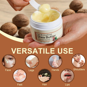 QJCWXIAOX applying shea butter to hair ends to smooth frizz and add moisture benefit improved manageability