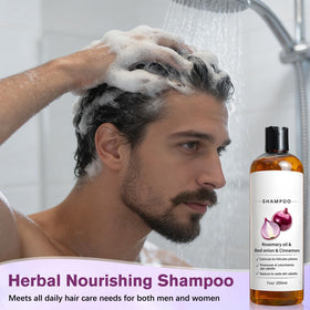 QnmtShna label close-up highlighting rosemary and biotin benefits