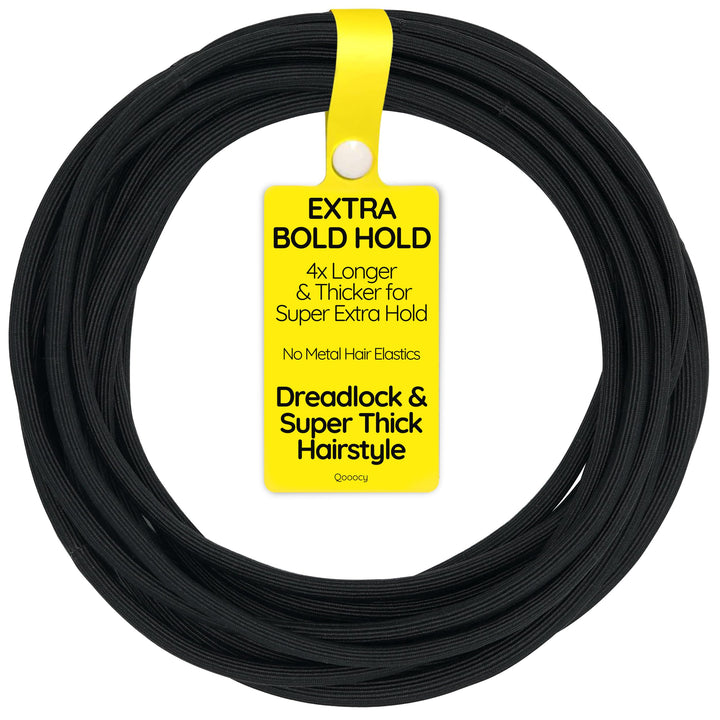 Qooocy front packaging showing 12 extra-long hair ties, organized and ready to use