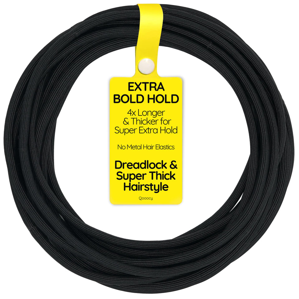 Qooocy front packaging showing 12 extra-long hair ties, organized and ready to use