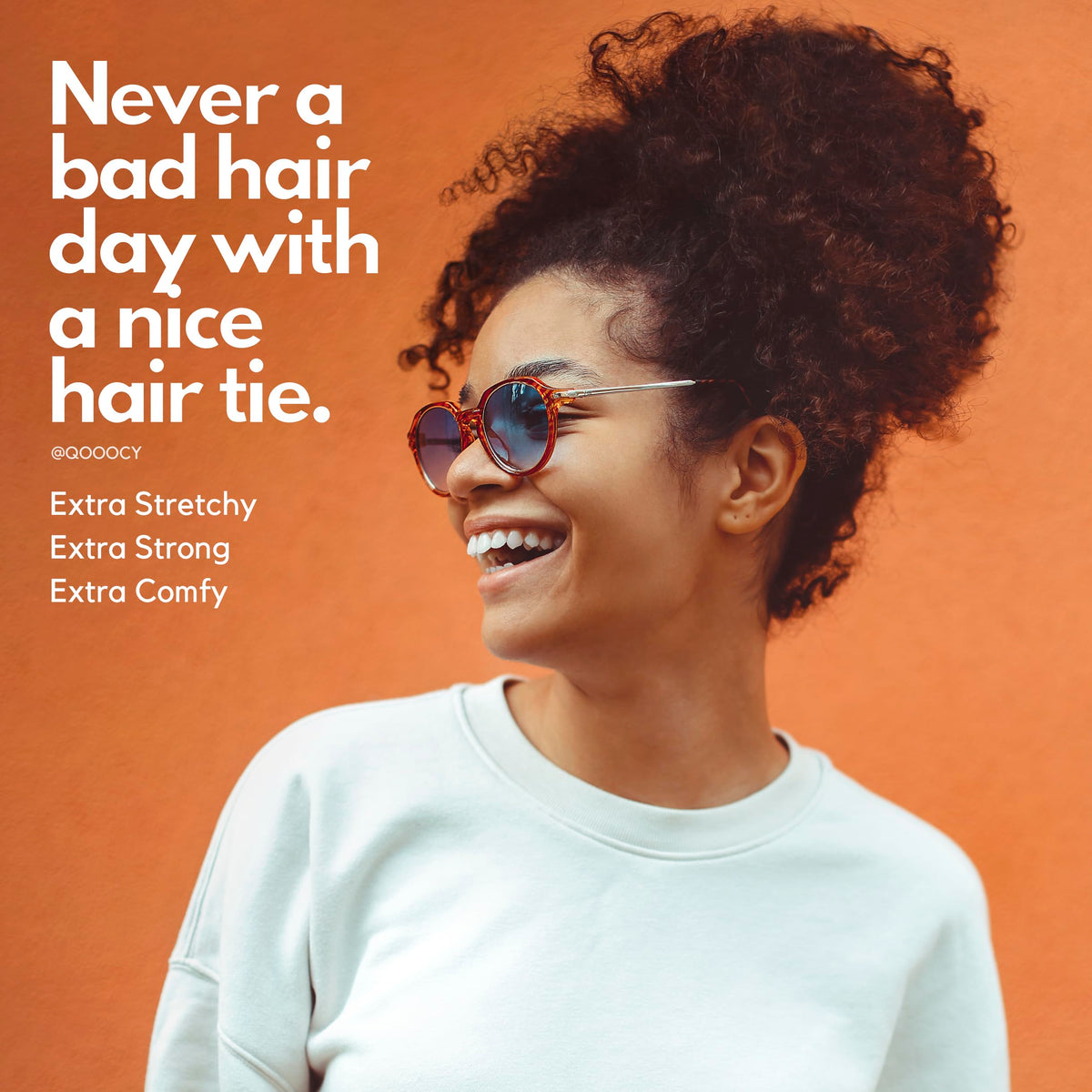 Qooocy hair in use with high ponytail on thick hair for secure hold
