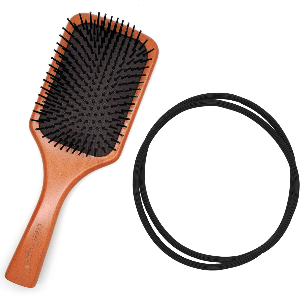 Qooocy hair tie next to ruler showing extra-long size for voluminous styles