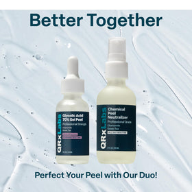QRxLabs bottle with chamomile and green tea illustrating soothing botanicals