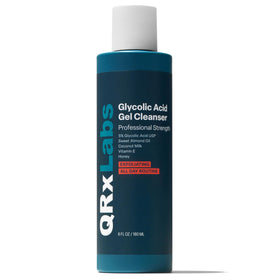 QRxLabs front bottle showing gel cleanser for smoother skin