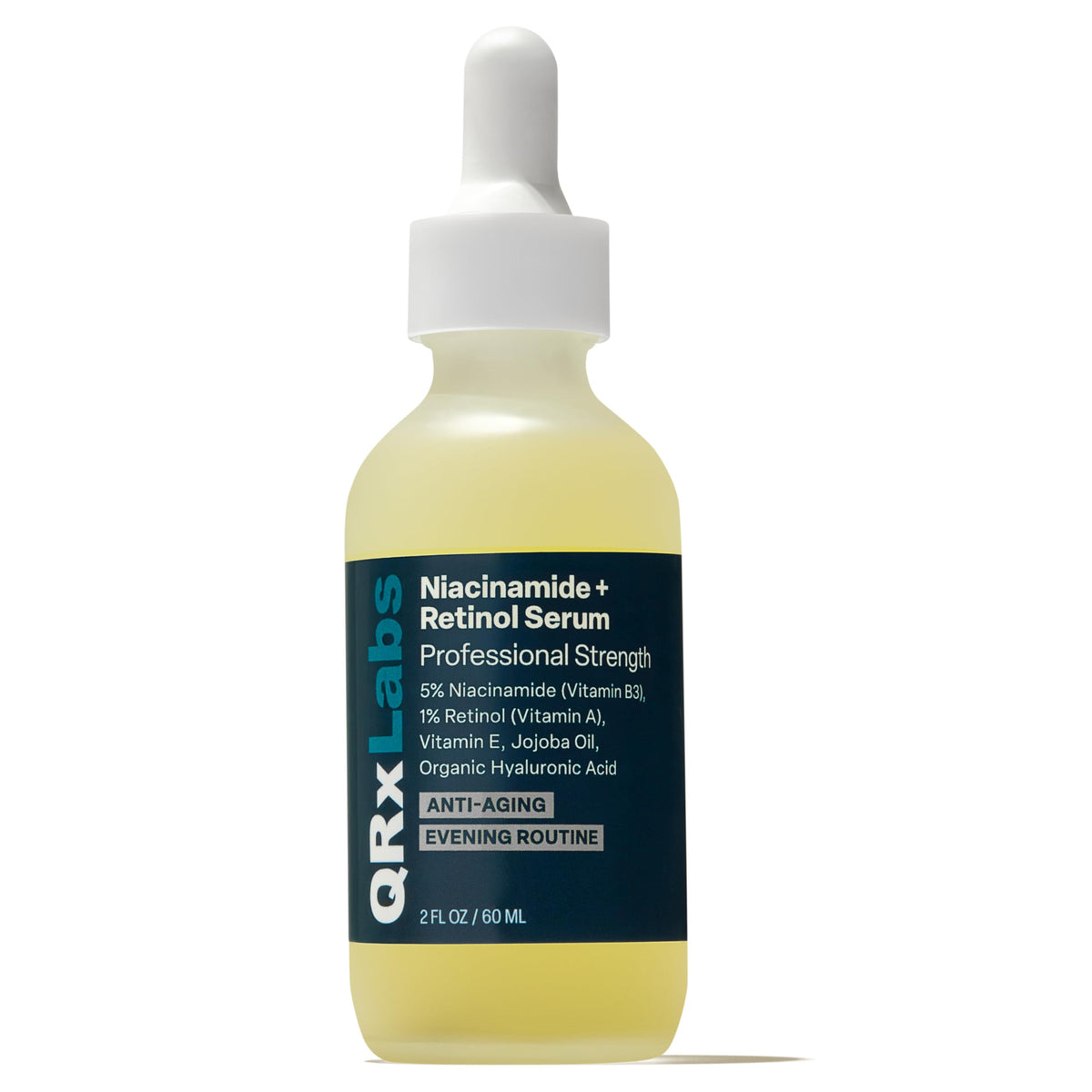 QRxLabs front packaging displaying 2 fl oz bottle and branding for clear identification and trust
