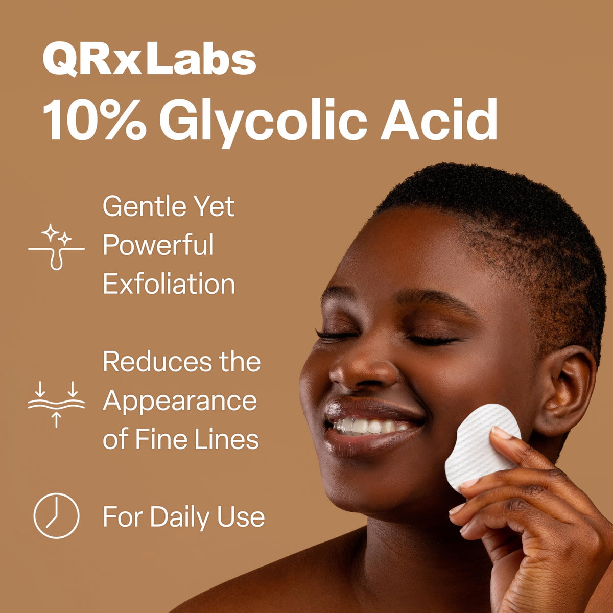 QRxLabs close-up pad texture highlighting gentle abrasion and resurfacing