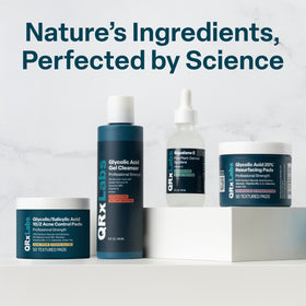 QRxLabs placed on vanity to show everyday skincare use and convenience