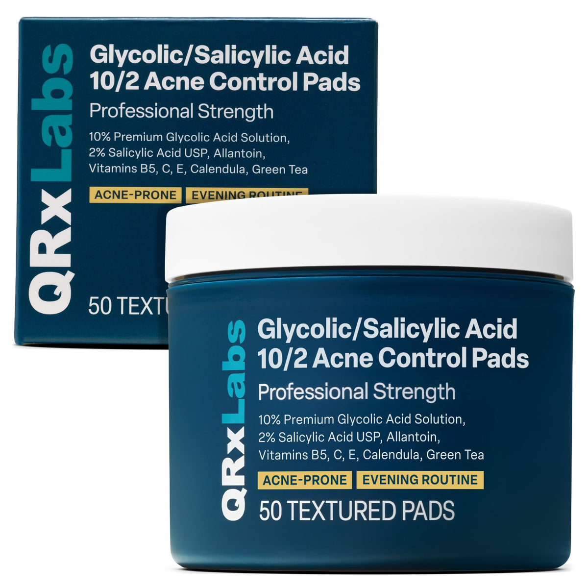 QRxLabs jar front view showing label and product benefit