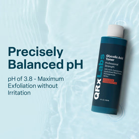 QRxLabs toner on cotton pad demonstrating easy exfoliating application