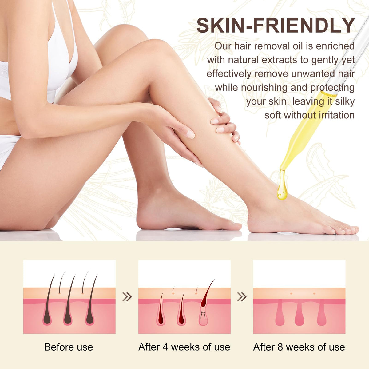 QRZBPZWE ingredient label close-up showing cyperus, almond oil and aloe benefit