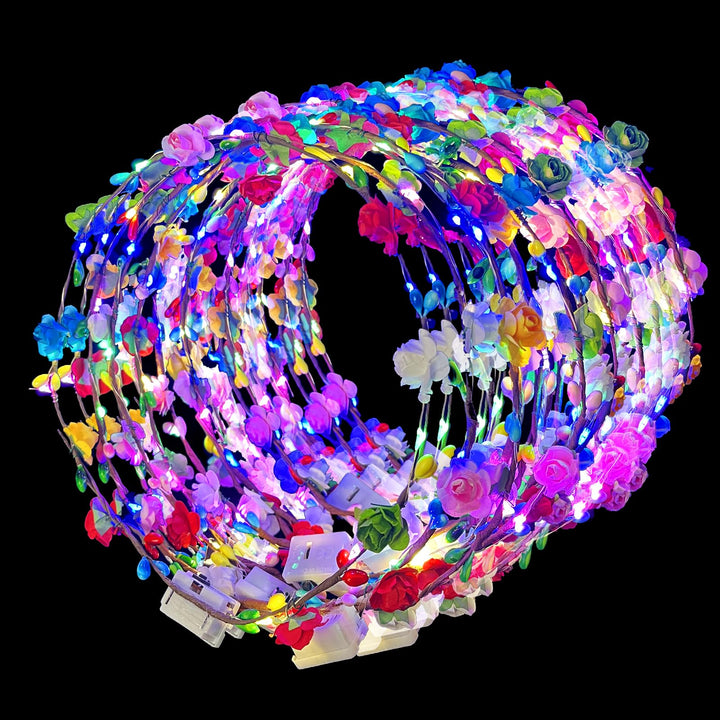 QSJQllo front packaging showing 50-piece flower crowns and glow benefits