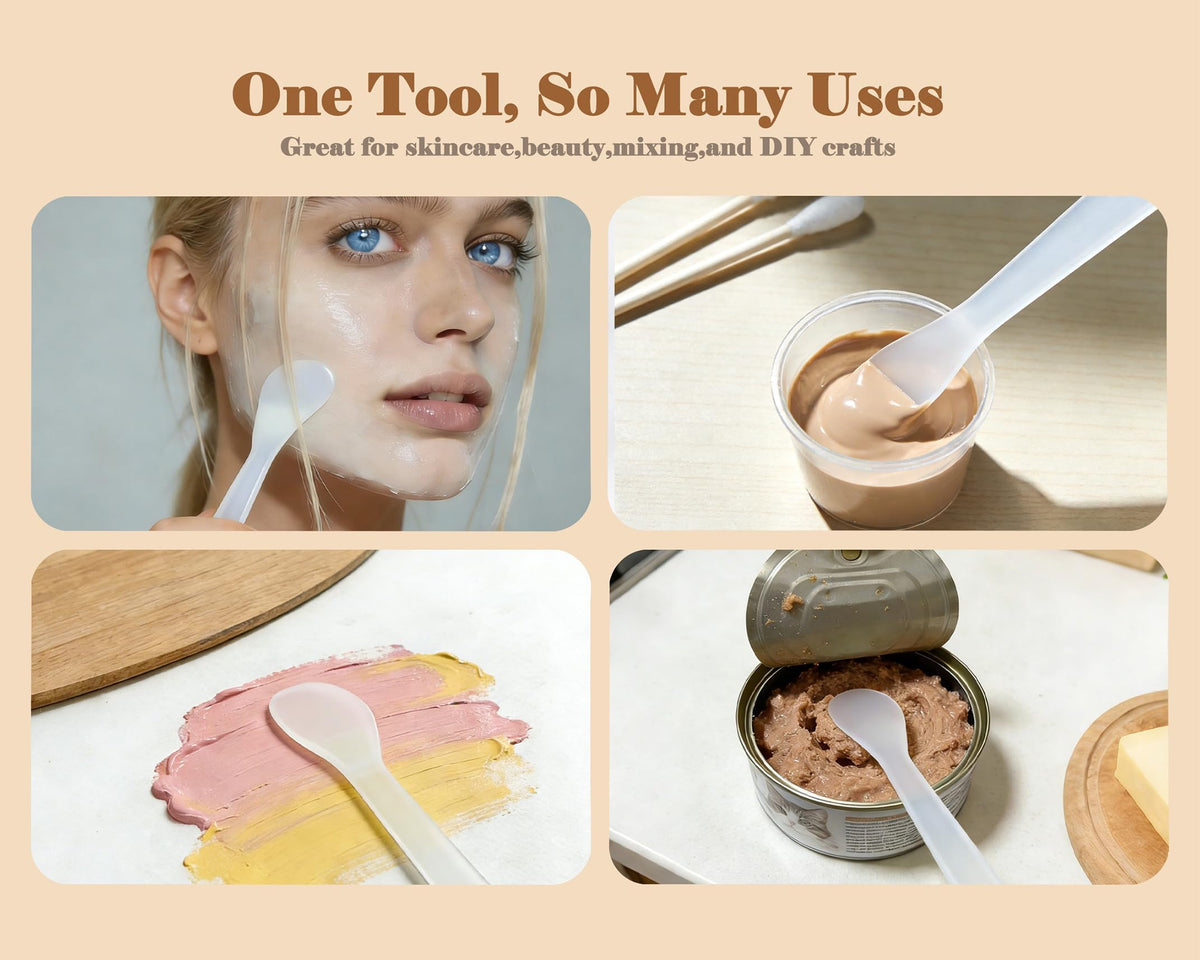 QsQueen spatula applying facial mask demonstrating sanitary application