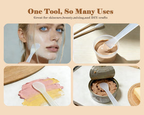 QsQueen spatula applying facial mask demonstrating sanitary application